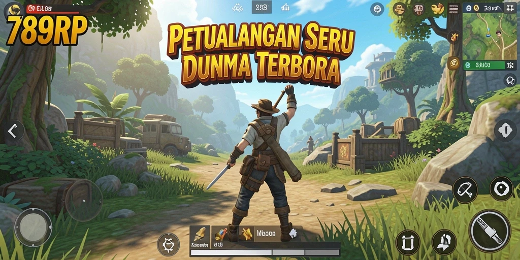 Screenshot menunjukkan karakter menjelajahi hutan dalam gameplay Open World.