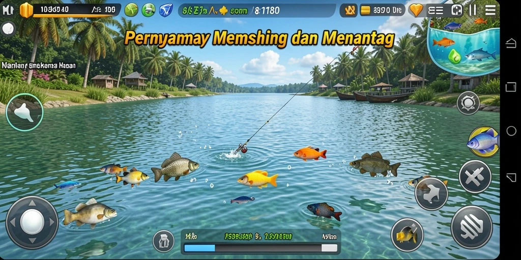 Tampilan gameplay memancing yang menawan dan mendebarkan di 8180.