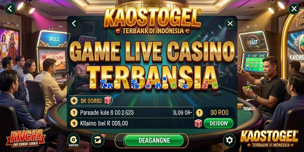 Tampilan permainan Live Casino yang mendebarkan di KAOSTOGEL.