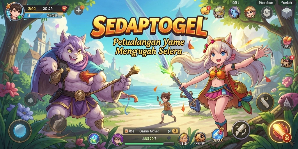 Tampilan gameplay SEDAPTOGEL yang penuh aksi dan karakter anime.